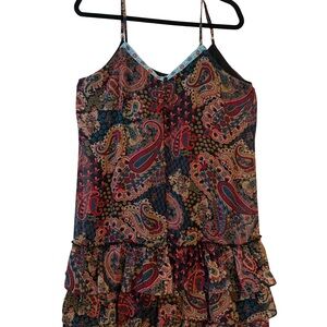 Xhilaration Black Pasely with Turquoise Floral Trim